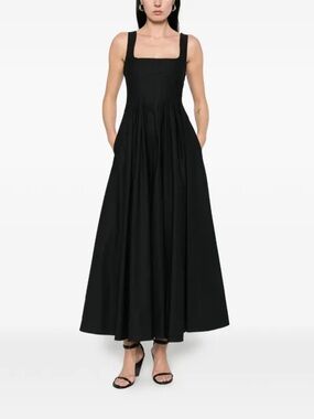 Sportmax Black Square-Neck Midi Dress